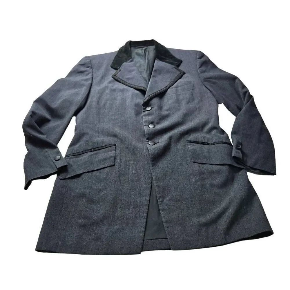 Vintage Prince Edward Lord West Grey with green Velvet collar/ Satin Peak Lapel